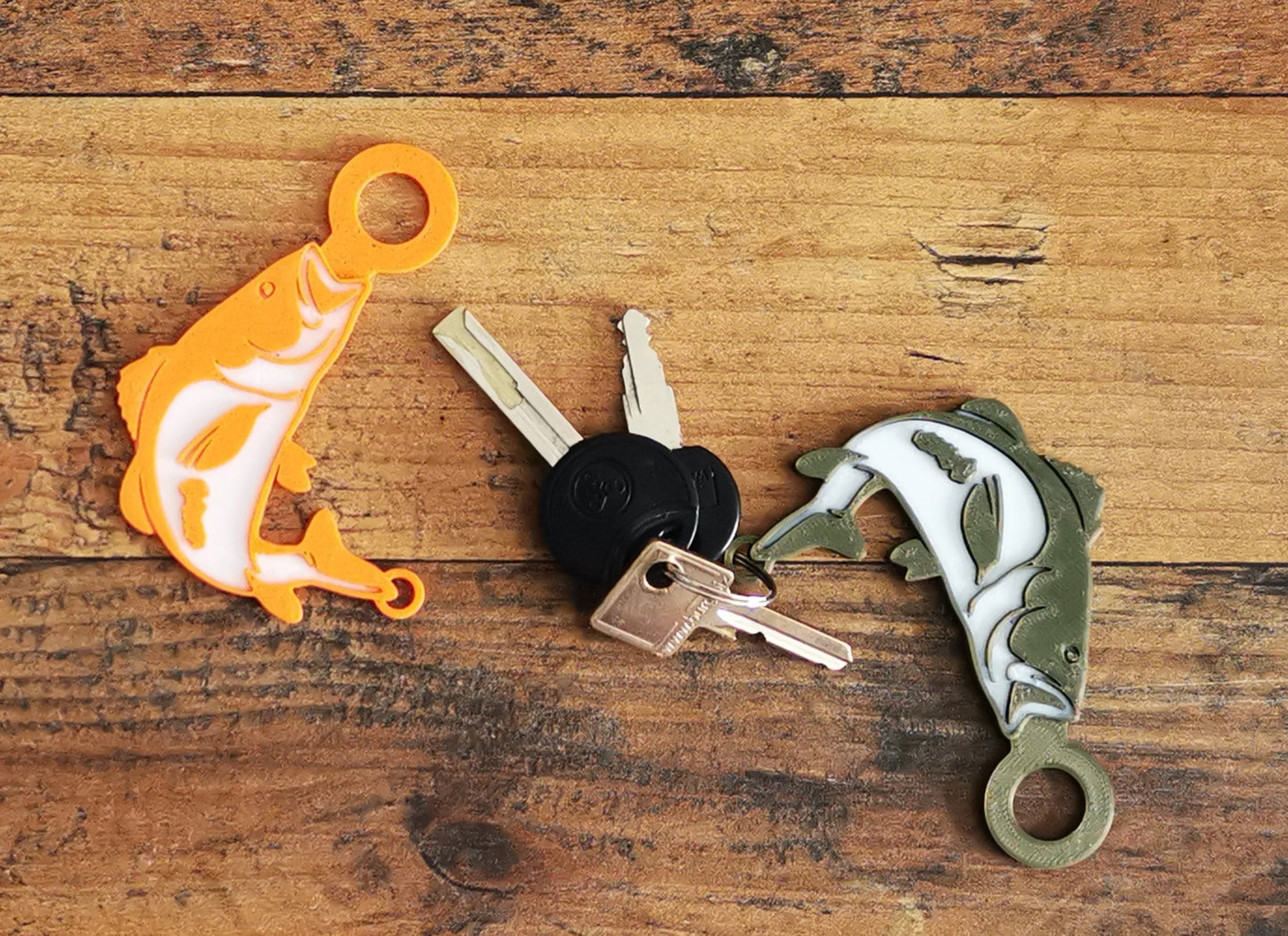 Der Fisch am Schlüsselbund - Ideale Geschenkidee für Angler - DrucktWieNix - Schlüsselanhänger