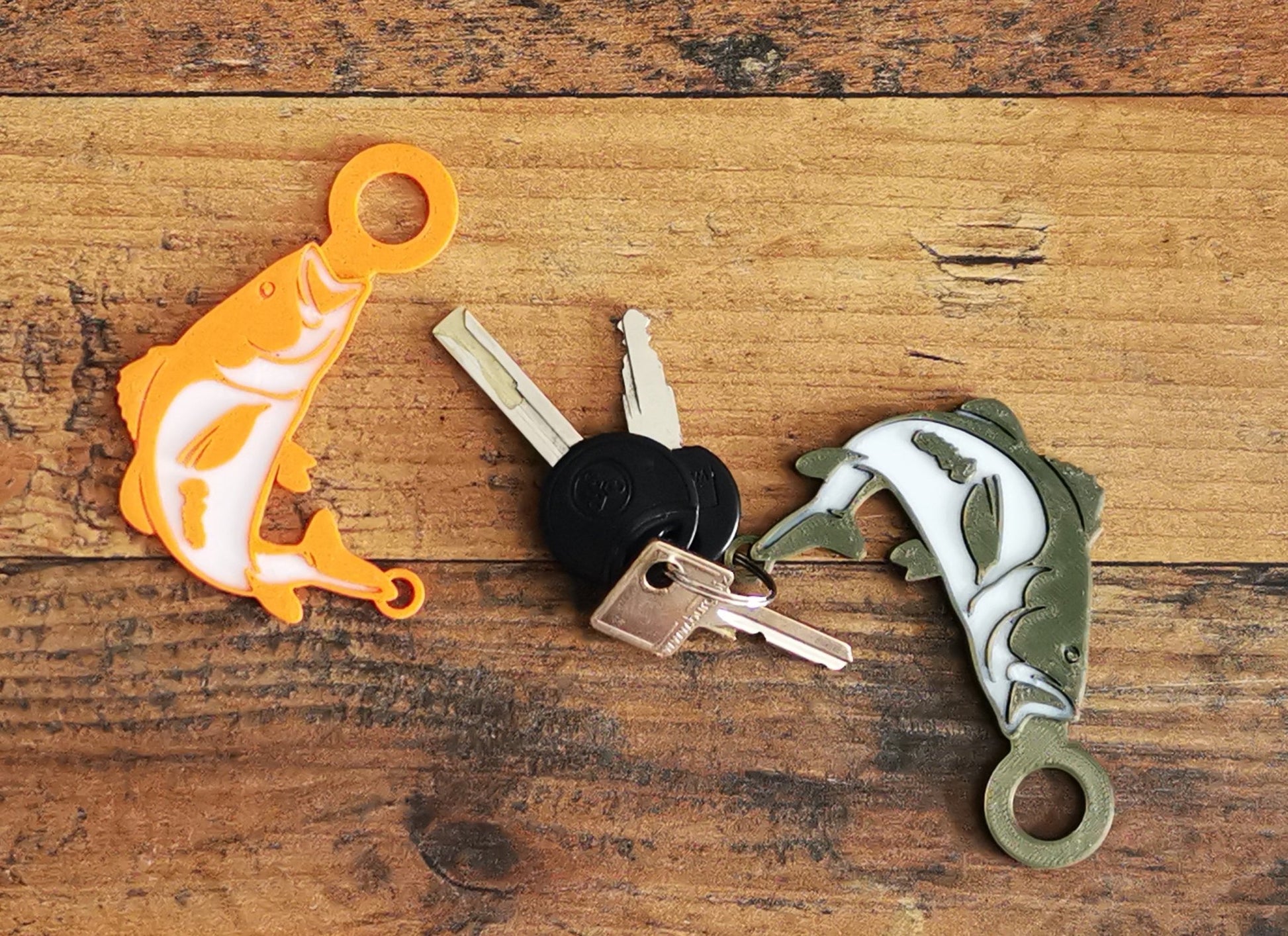 Der Fisch am Schlüsselbund - Ideale Geschenkidee für Angler - DrucktWieNix - Schlüsselanhänger