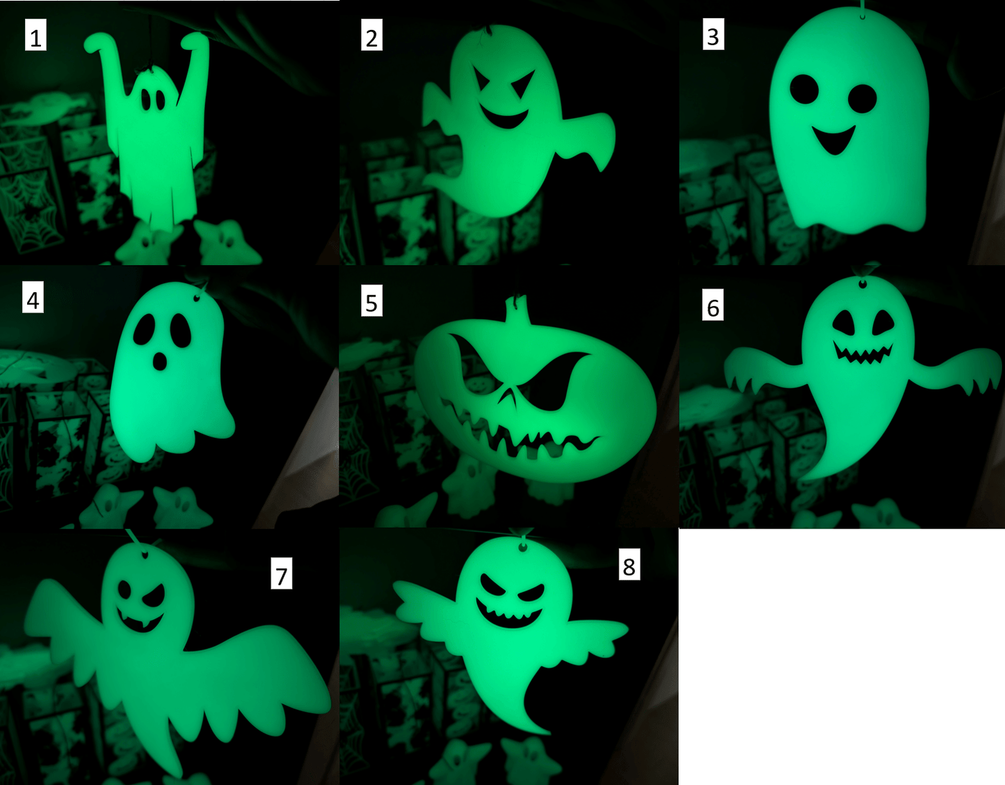 Leuchtende Halloween Geister – Selbstleuchtende Fensterdeko für Innen - DrucktWieNix - 